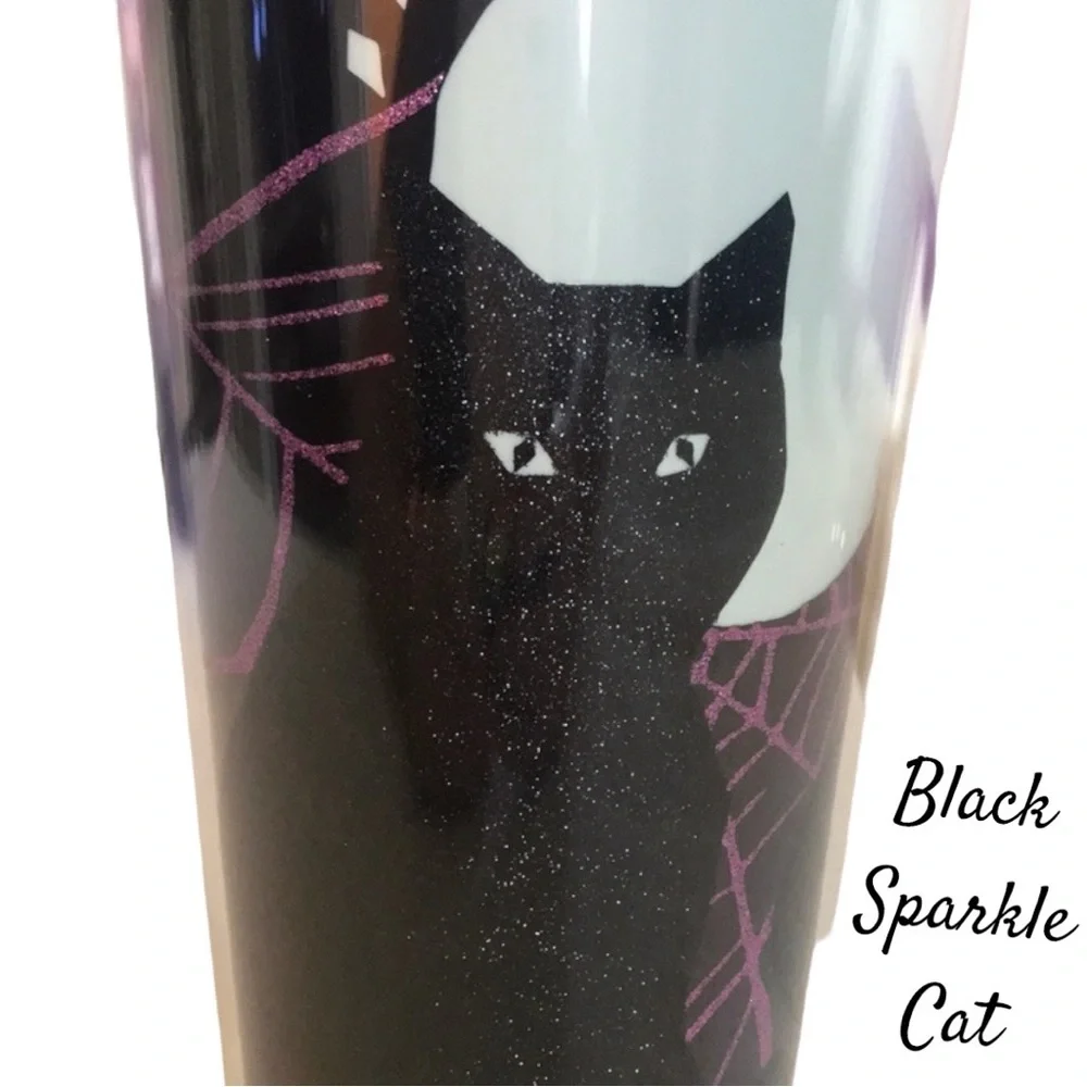 🐈‍⬛🐈‍⬛🐈‍⬛ Halloween Starbucks Black Sparkle Cat Tumbler
